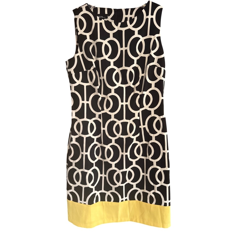 ALYX dress Womens Geometric Print‎ Sheath Sleeveless Yellow Hem Size 10